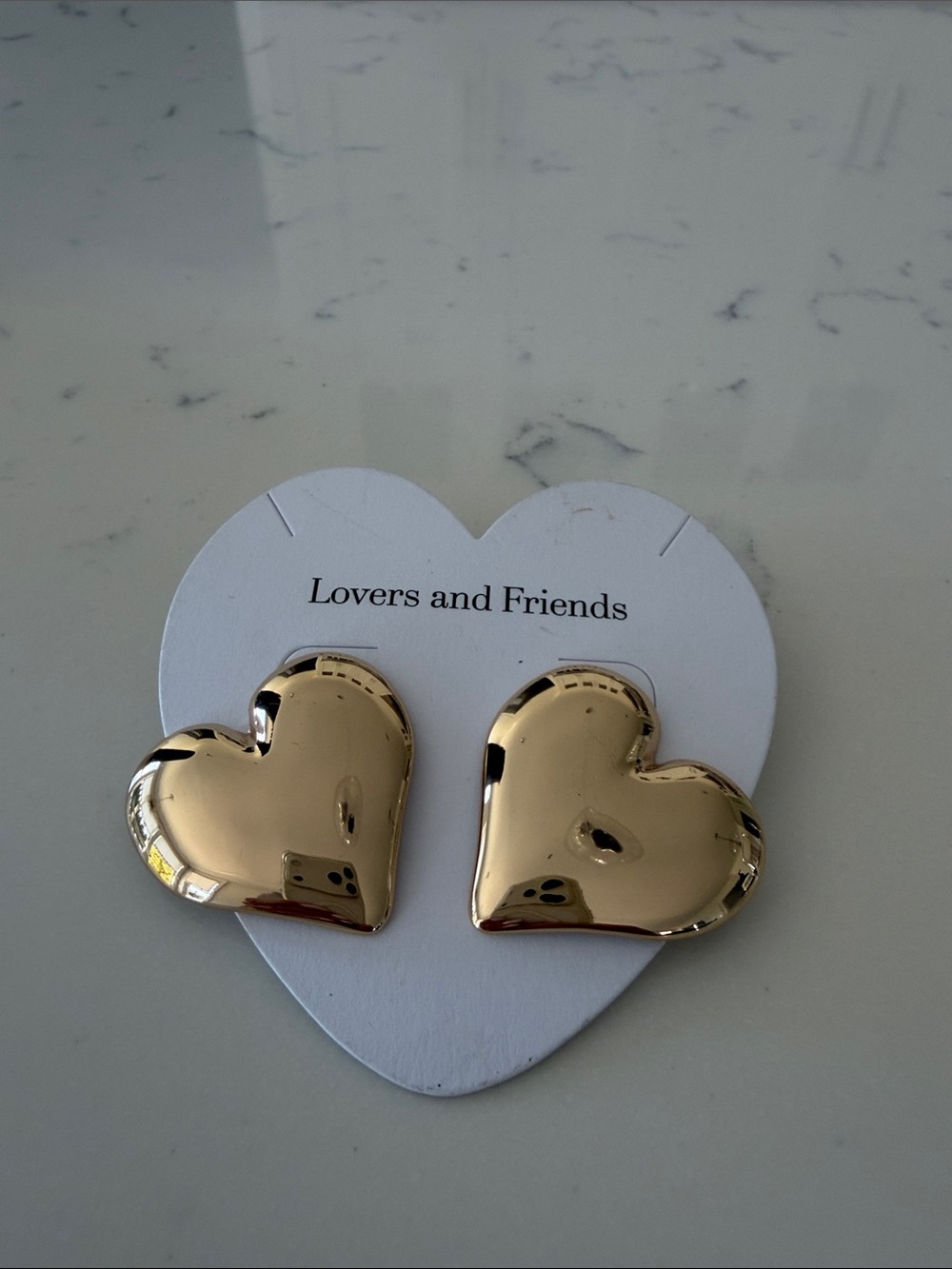 Lovers + Friends Shiny Gold Heart Stud Earrings